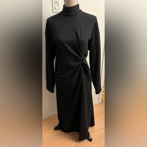 ZARA High Collar Maxi Dress Black L/XL - Picture 2 of 7